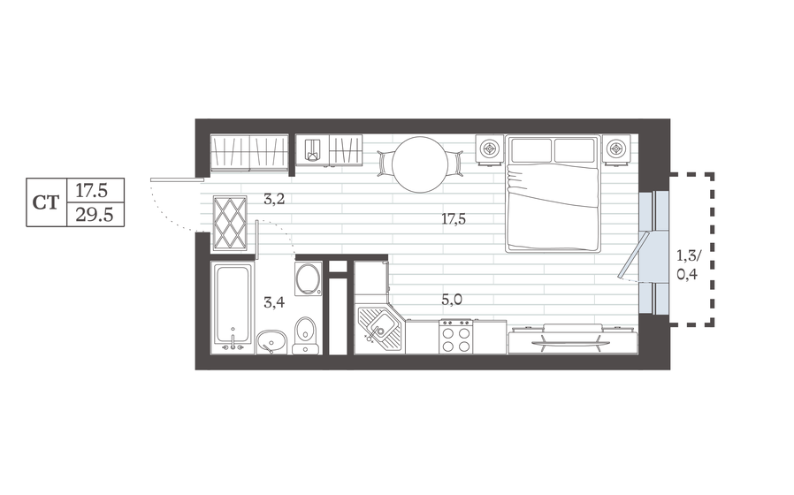 29,7 м², квартира-студия 6 336 092 ₽ - изображение 33