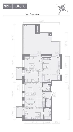 152,1 м², 4-комнатная квартира 48 274 024 ₽ - изображение 11