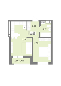 Квартира 40,2 м², 1-комнатная - изображение 1