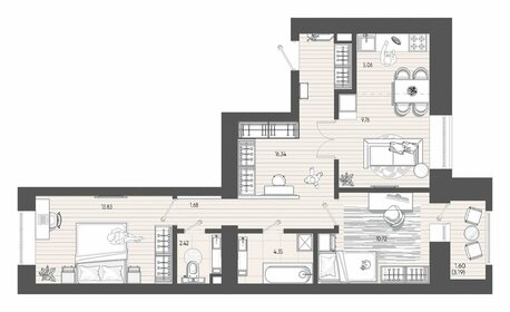 Квартира 65,8 м², 3-комнатная - изображение 2