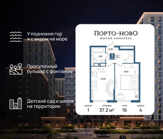 Квартира 37,2 м², 1-комнатная - изображение 1