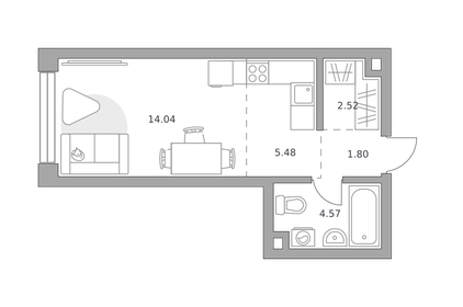 Квартира 28,4 м², студия - изображение 2