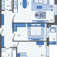Квартира 80,5 м², 2-комнатная - изображение 2