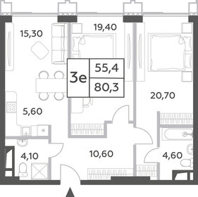 Квартира 80,3 м², 3-комнатная - изображение 1