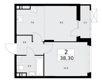 Квартира 38 м², 2-комнатная - изображение 1