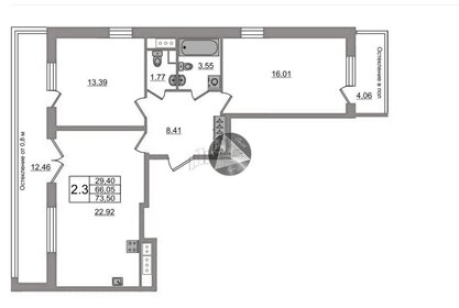 Квартира 66,1 м², 2-комнатная - изображение 1