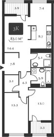 Квартира 87 м², 3-комнатная - изображение 1