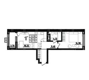 Квартира 50 м², 1-комнатная - изображение 1