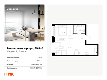 Квартира 40,8 м², 1-комнатная - изображение 1