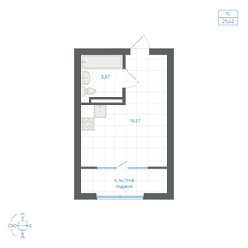 Квартира 25,4 м², студия - изображение 1