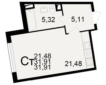 Квартира 31,9 м², студия - изображение 1