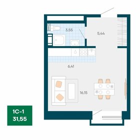 Квартира 31,6 м², 1-комнатная - изображение 1