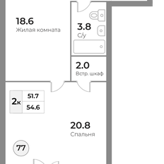 Квартира 54,6 м², 2-комнатные - изображение 2