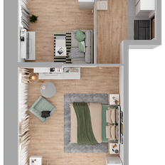 Квартира 52 м², 1-комнатная - изображение 2