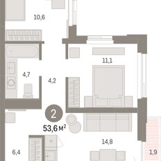 Квартира 53,6 м², 2-комнатная - изображение 3