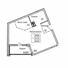 Квартира 44,3 м², 1-комнатная - изображение 3