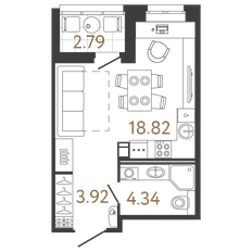Квартира 27,1 м², студия - изображение 2