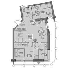 Квартира 63,9 м², 1-комнатная - изображение 3