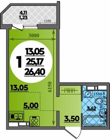 Квартира 26,4 м², студия - изображение 1