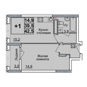 Квартира 42 м², 1-комнатная - изображение 1