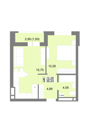 Квартира 38,5 м², 1-комнатная - изображение 1
