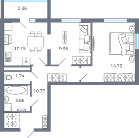 Квартира 52,3 м², 2-комнатная - изображение 1