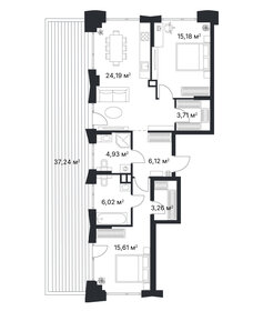 Квартира 116,2 м², 2-комнатная - изображение 1