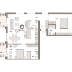 Квартира 110,2 м², 2-комнатная - изображение 3