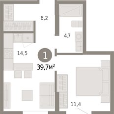 Квартира 39,7 м², 1-комнатная - изображение 3