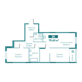 Квартира 79,4 м², 2-комнатная - изображение 1