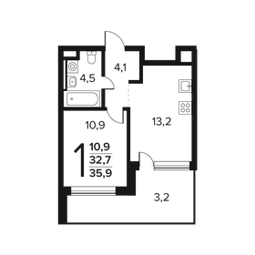 Квартира 35,9 м², 1-комнатная - изображение 1