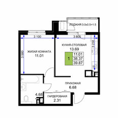 Квартира 38,4 м², 1-комнатная - изображение 1