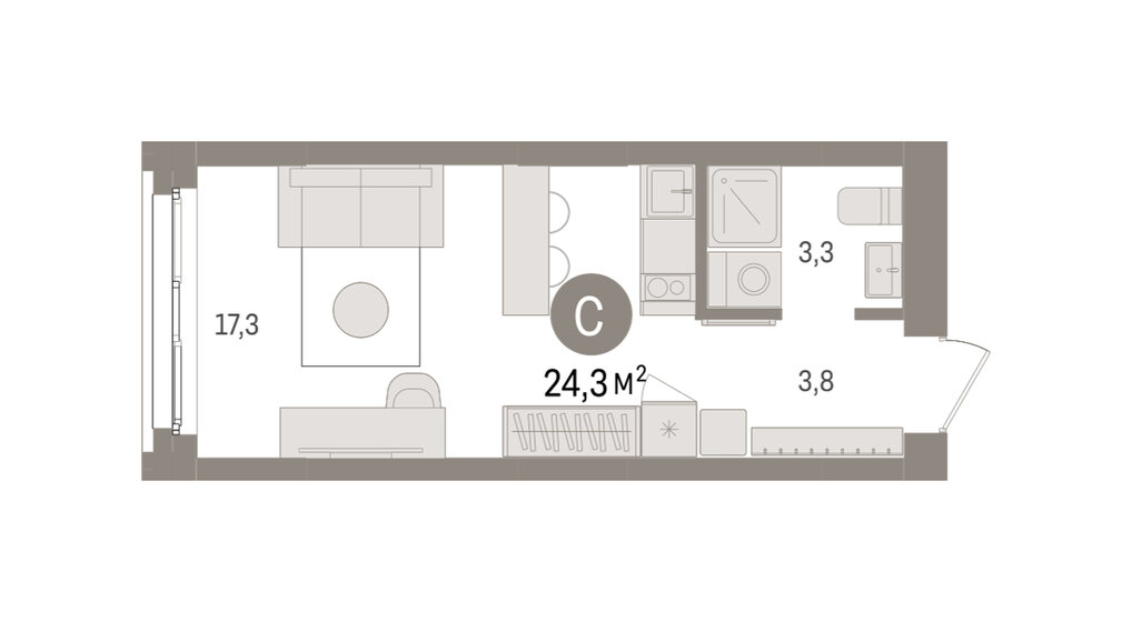 26 м², квартира-студия 5 450 000 ₽ - изображение 100