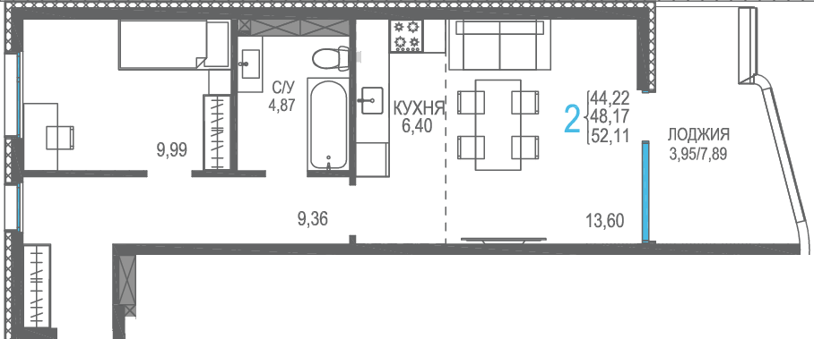 33,3 м², 2-комнатная квартира 3 500 000 ₽ - изображение 66