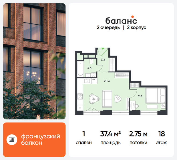 40,2 м², 1-комнатная квартира 23 597 400 ₽ - изображение 10