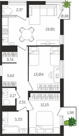 Квартира 68,2 м², 2-комнатная - изображение 1
