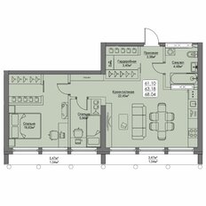 Квартира 63,2 м², 1-комнатная - изображение 2
