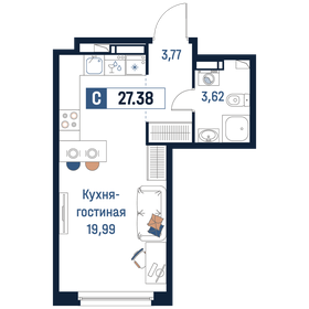 Квартира 27,4 м², студия - изображение 1