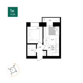 Квартира 31,9 м², 1-комнатная - изображение 1