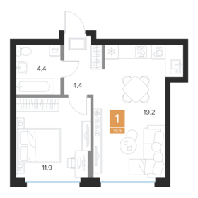 Квартира 39,9 м², 1-комнатная - изображение 1