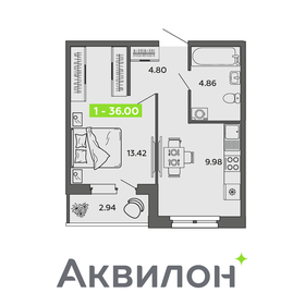 Квартира 36 м², 1-комнатная - изображение 1