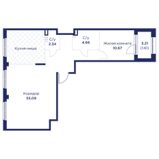 Квартира 74,4 м², 3-комнатная - изображение 3