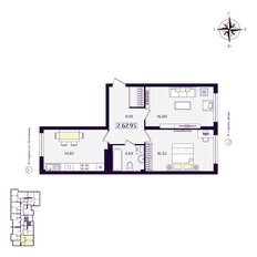 Квартира 62,9 м², 2-комнатная - изображение 2