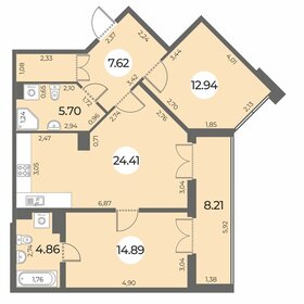 Квартира 74,5 м², 2-комнатная - изображение 1