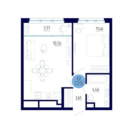 42 м², 1-комнатная квартира 4 833 339 ₽ - изображение 36