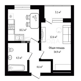Квартира 34,9 м², 1-комнатная - изображение 1