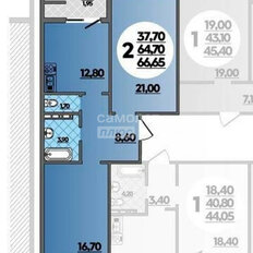 Квартира 66,5 м², 2-комнатная - изображение 2