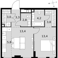 Квартира 49,7 м², 2-комнатная - изображение 3