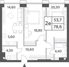 Квартира 78,6 м², 2-комнатная - изображение 1