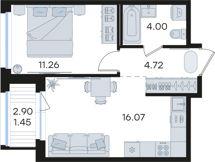 40,6 м², 1-комнатная квартира 7 000 000 ₽ - изображение 103